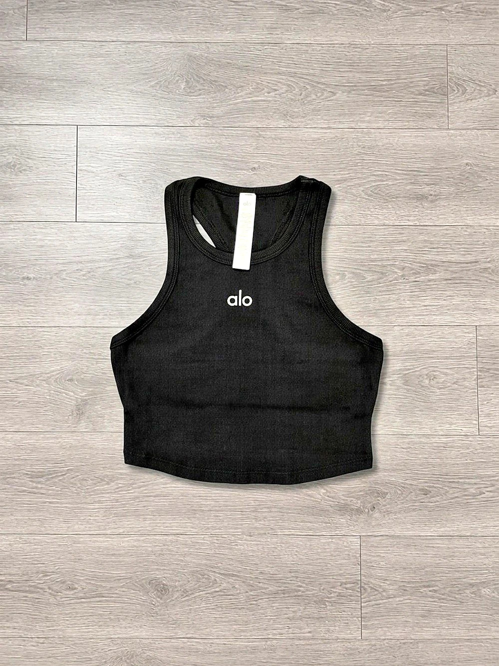 Alo Black Ribbed Crop Tank Top Like New
